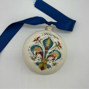 Christmas Ornament Firenze Sugess SRL Made in Florence round flat 4"x4" ceramic